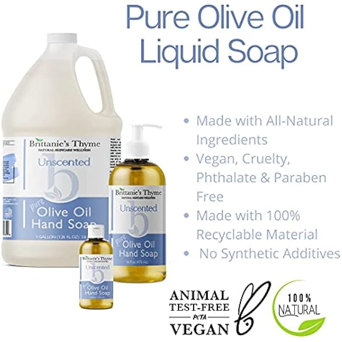 Brittanie's Thyme BRITTANIES PURE CASTILE LIQUID SOAP REFILL, UNSCENTED, 16 OUNCE | DISH SOAP, HAIR & BODY, HOME, GENTLE AND PURE, MADE WITH NATURAL LUXURIOUS OILS, VEGAN & GLUTEN FREE NON-GMO - Image 4